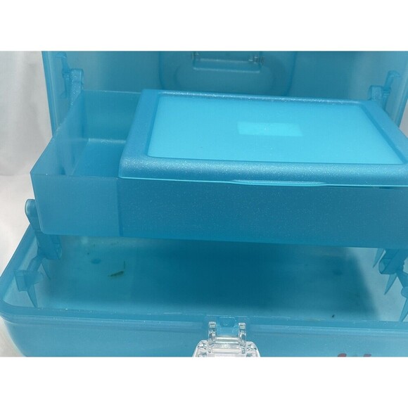 Caboodles RARE Blue Sparkle On The Go Girl Classic Cosmetic Makeup Travel Case - Picture 15 of 16